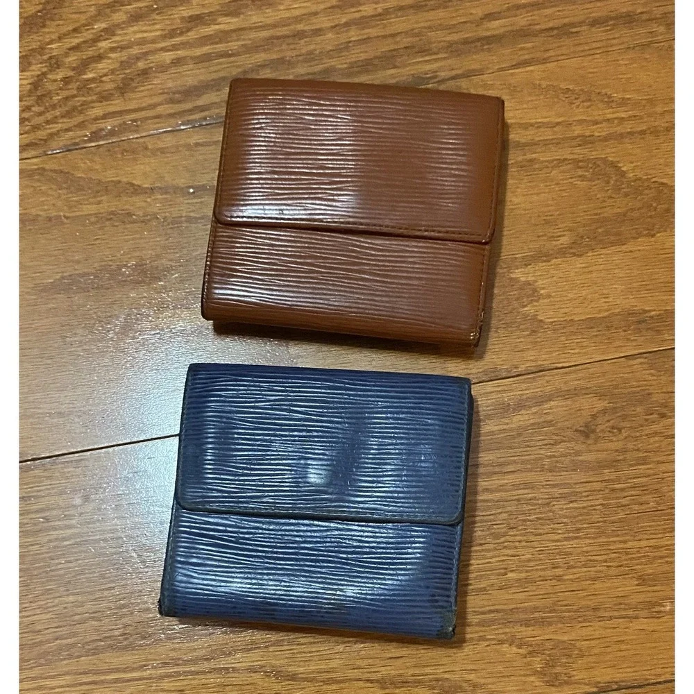 Used Lots of‎ 2 Auth Louis Vuitton Eli Leather Blue Coffee Trash Poor Condition